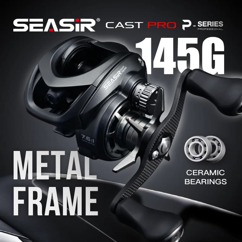 Moulinet baitcasting ultraléger Seasir Cast Pro 145g BFS métal 7.6:1 11+1 roulements pour pêche mer et eau douce