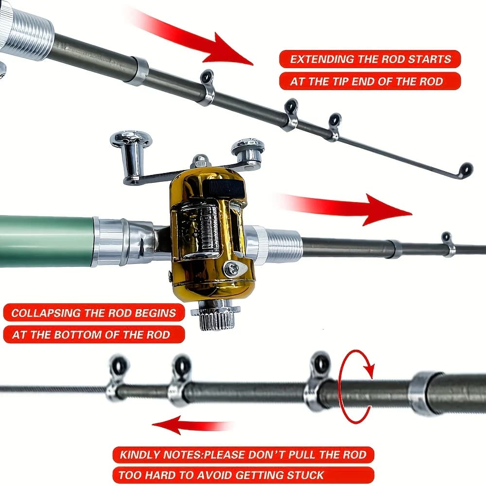 Combo canne moulinet pêche glace portable télescopique stylo kit complet hiver rivière lac