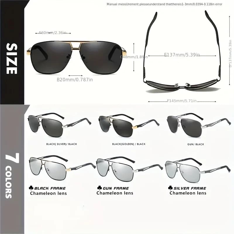 Lunettes pilote gradient fashion pour hommes - Grande monture anti-reflets UV400 - Style luxe pêche