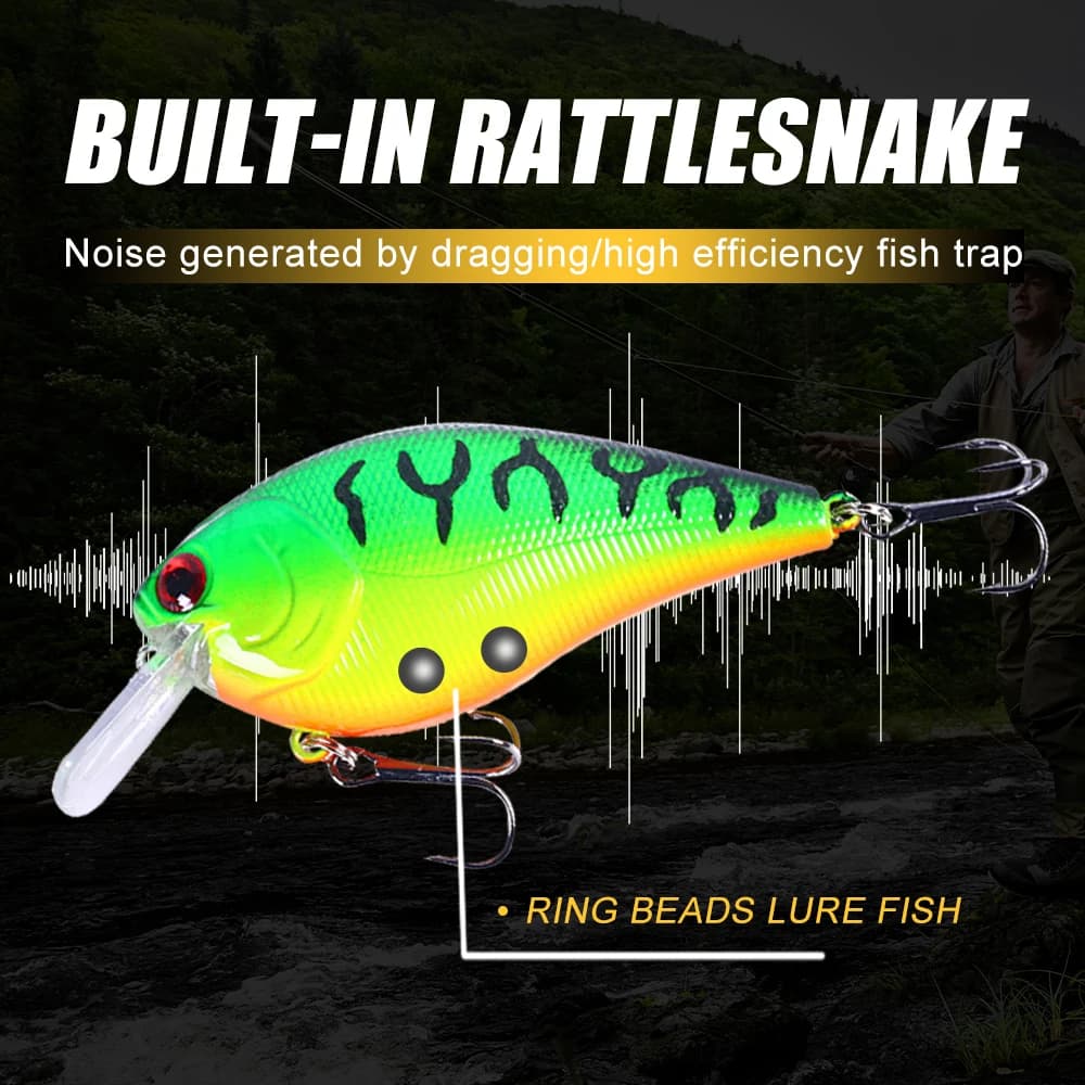 Leurre crankbait shallow HENGJIA 8.5cm 15g avec bille pour pêche brochet et black bass