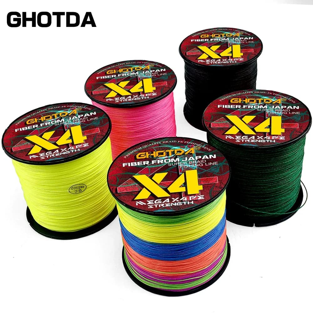 Ligne de pêche tressée GHOTDA 4 brins 300m PE multifilament extrême résistance pour spinning mer et carpe