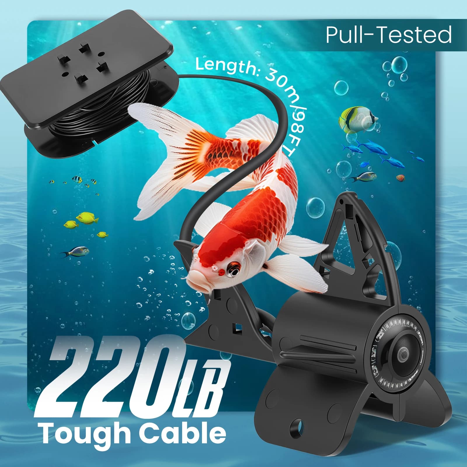 Caméra sous-marine pêche 1080P HD 4.3 pouces avec vision nocturne et batterie 8000mAh - Fish Finder