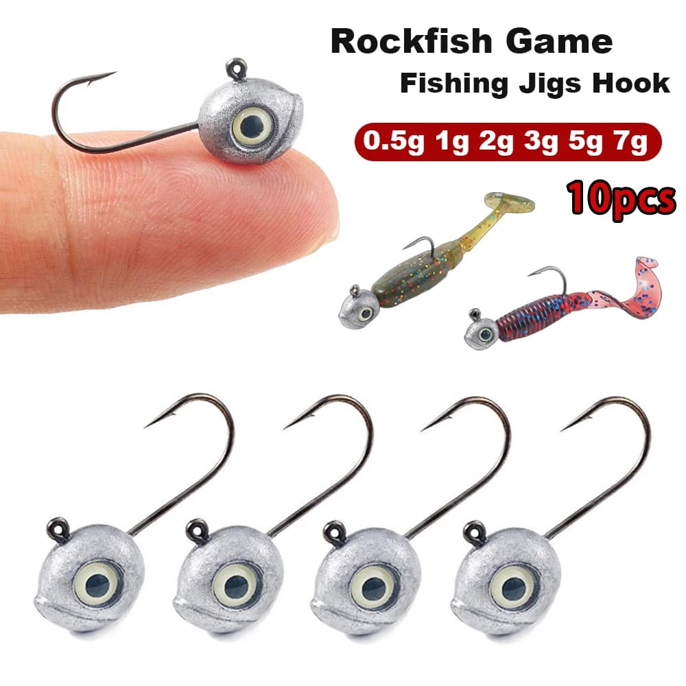 Tête plombée Grouper Crank Jig 0.5g à 5g pour leurres souples et pêche au rockfish