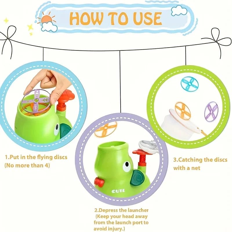 Lanceur soucoupe volante éléphant rose pour enfants - Jeu extérieur durable parc jardin jouet