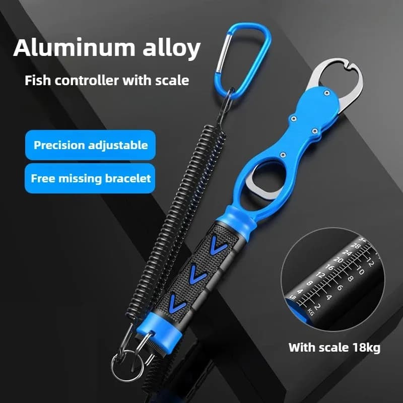 Pince à lèvres pêche aluminium avec balance intégrée - Outil multifonction extraction hameçons coupe-ligne