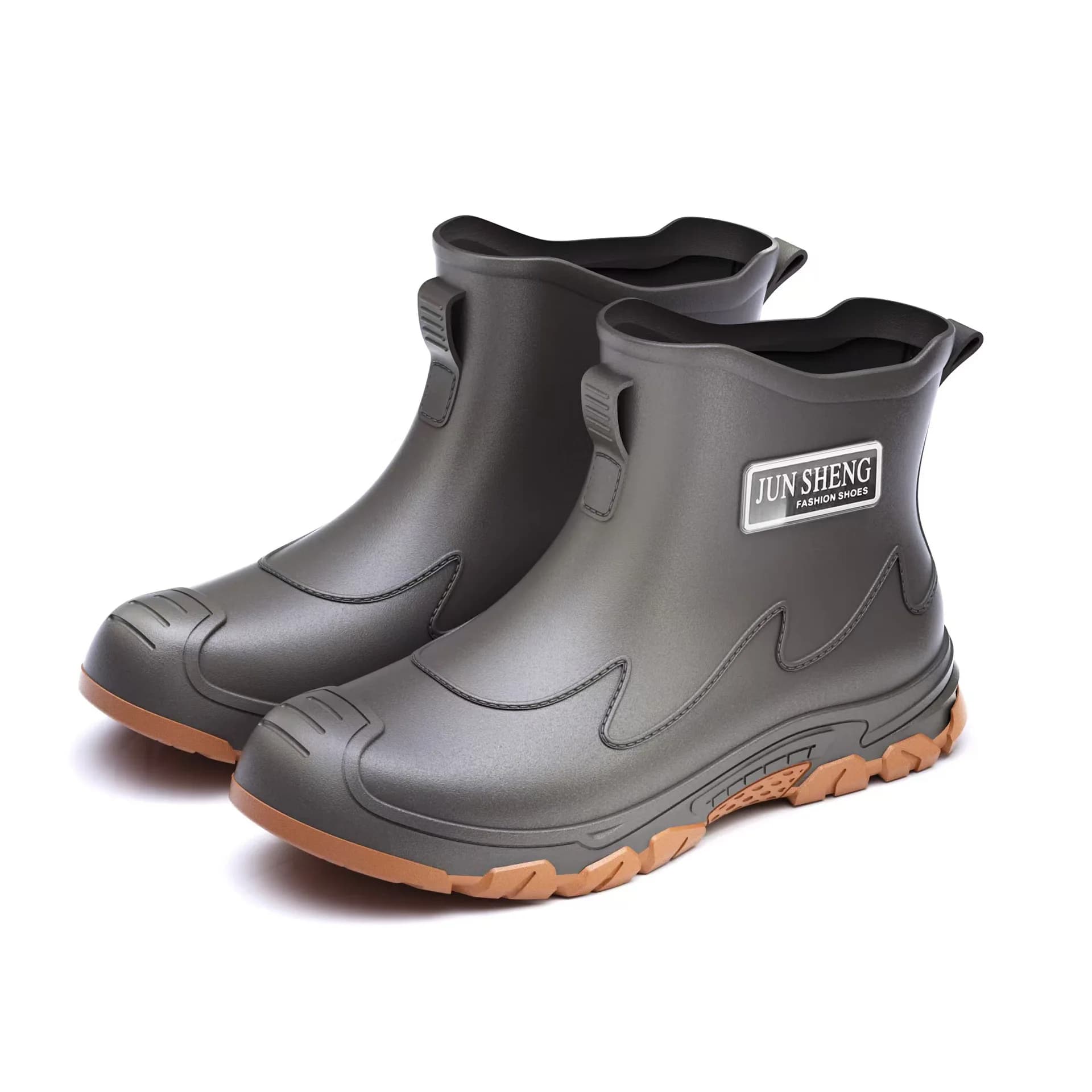 Bottes de pluie courtes homme noir et rouge imperméables antidérapantes pour pêche et activités extérieures