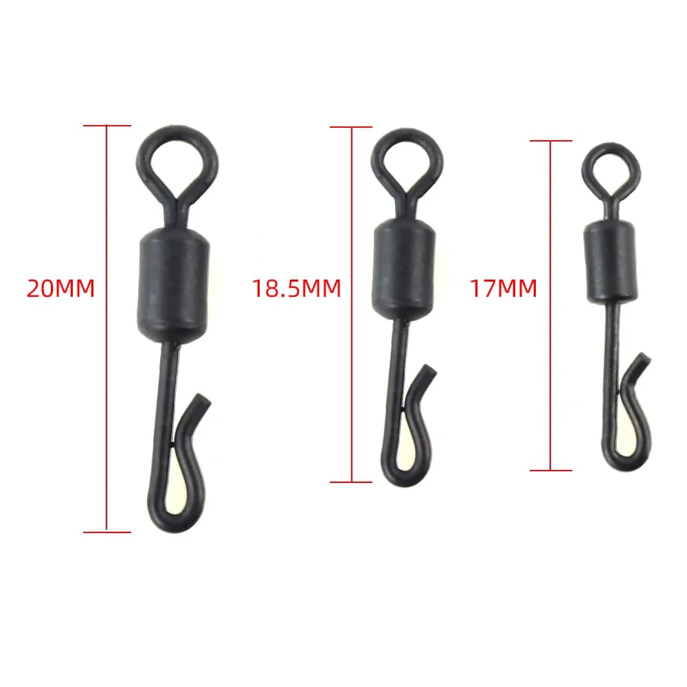 Émerillons rapides acier inox pour pêche carpe - 20 pièces - Accessoires montages pêche - Terminal tackle