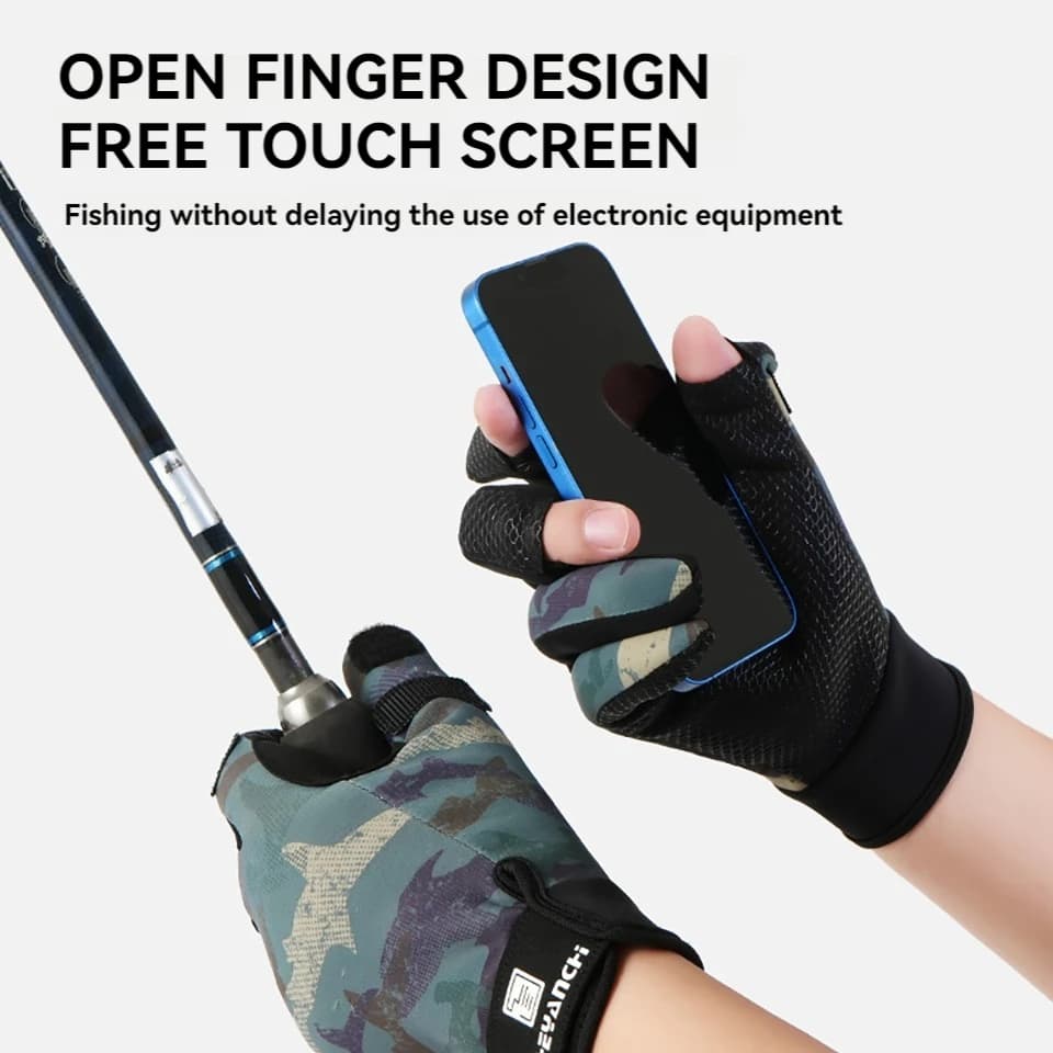 Gants pêche hiver KoKossi imperméables chauffants écran tactile - gants polaire doigts ouverts
