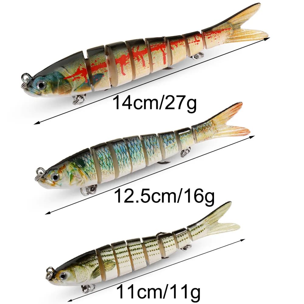 Swimbait multi-articulé 11g-27g à descente lente - Leurre nageur bionic fish pour bar et carpe