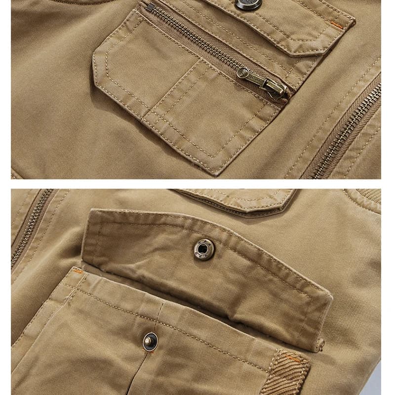 Veste coton homme 8XL automne multi-poches - Veste sans manches pour photographe casual grande taille