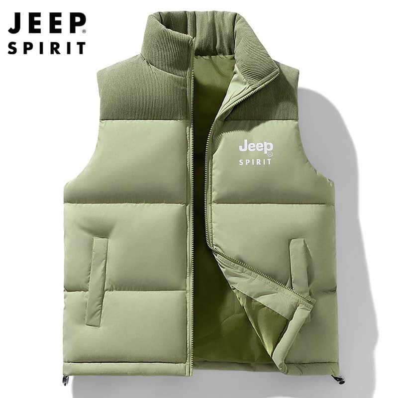 Veste sans manches Jeep Spirit pour homme décontractée sport chaude et coupe-vent col montant automne hiver