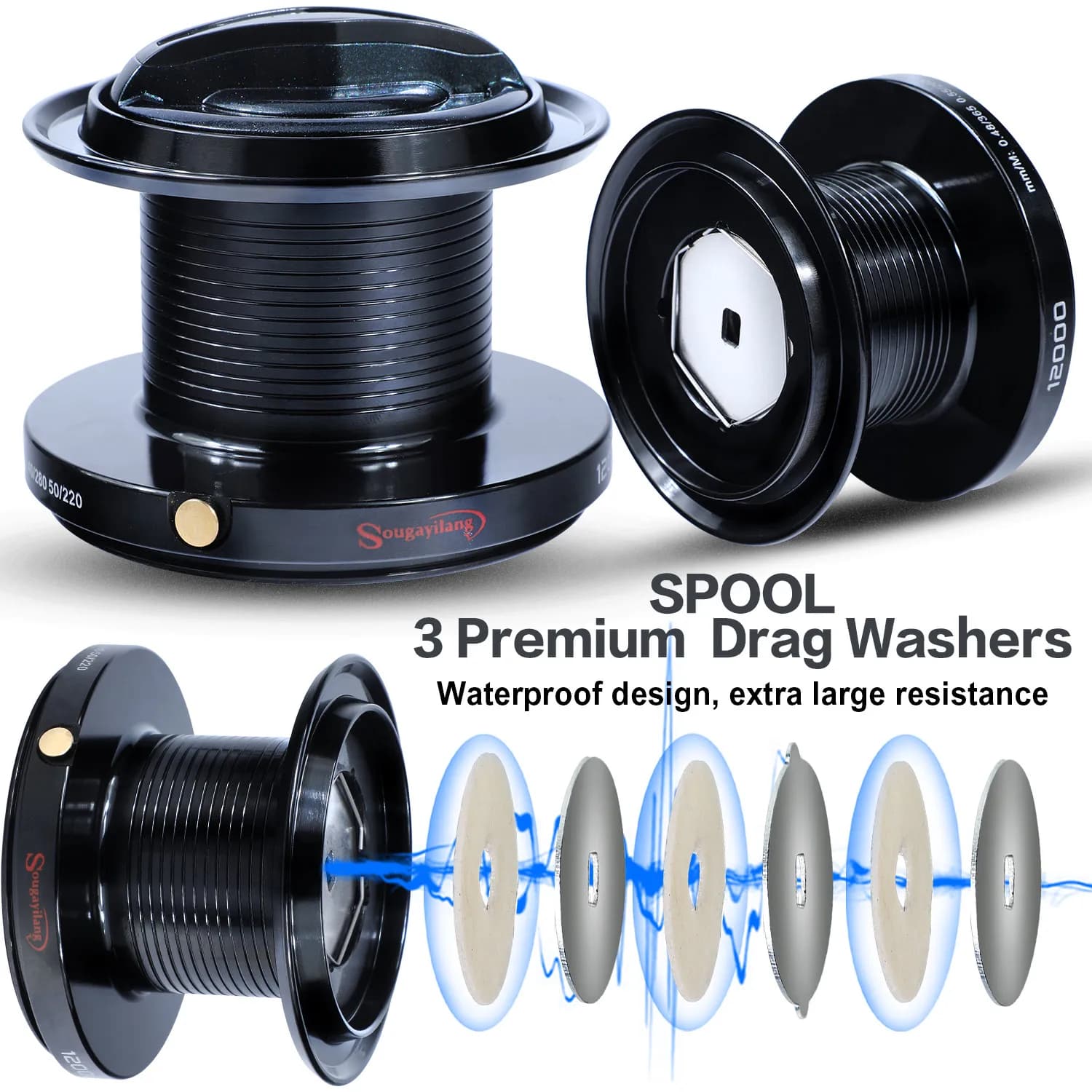 Moulinet de pêche spinning Sougayilang 13+1 roulements anti-corrosion pour eau douce et mer avec drague 25kg