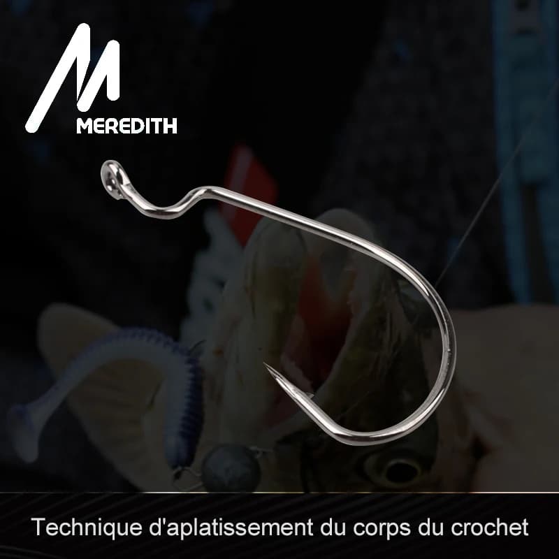 Hameçons souples MEREDITH 50 pièces - Hameçons carbone pour vers souples et leurres jerkbait