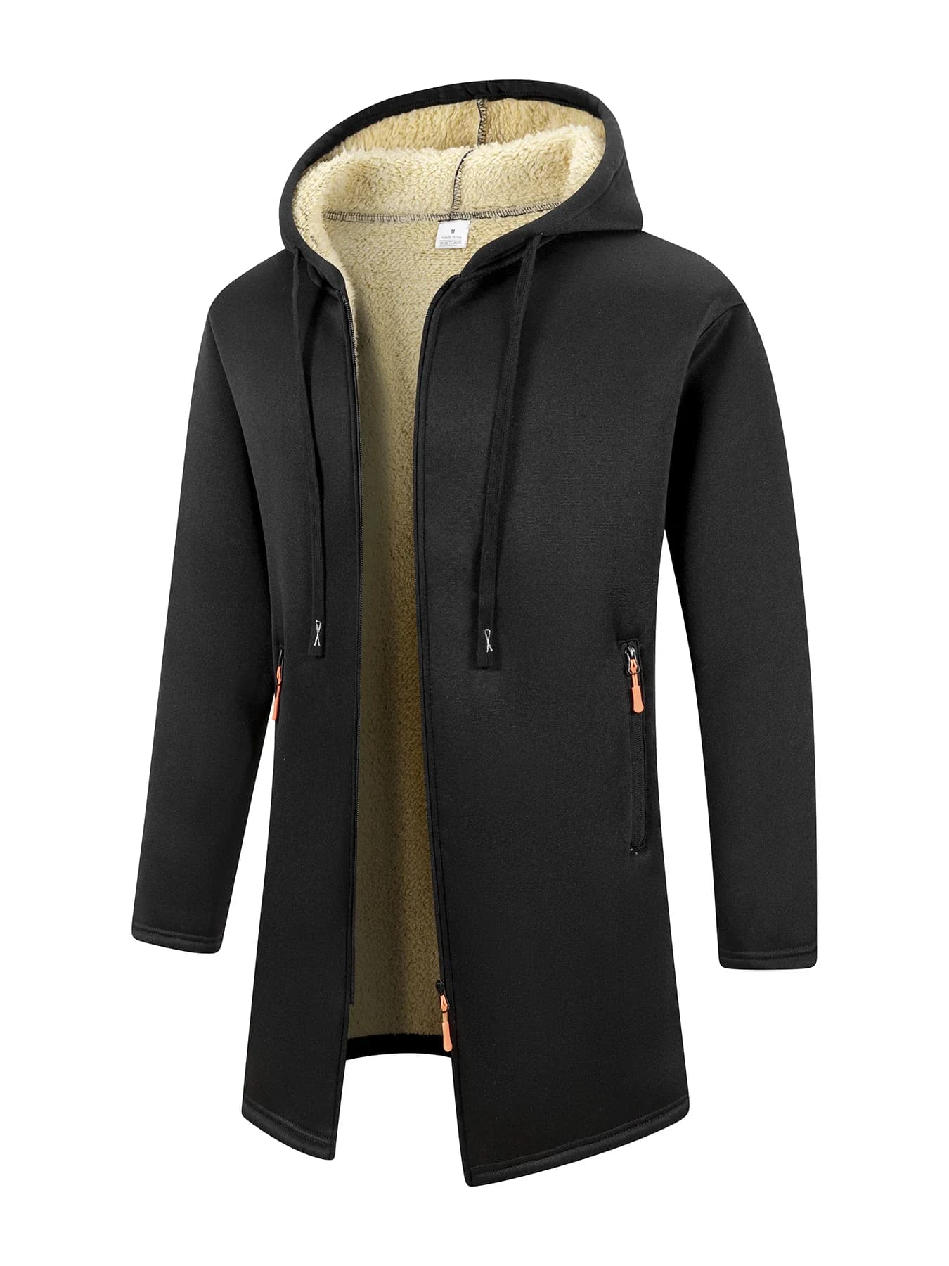 Veste d'hiver chaude pour pêcheur - Coupe-vent zippé épais avec capuche contrastée - Homme