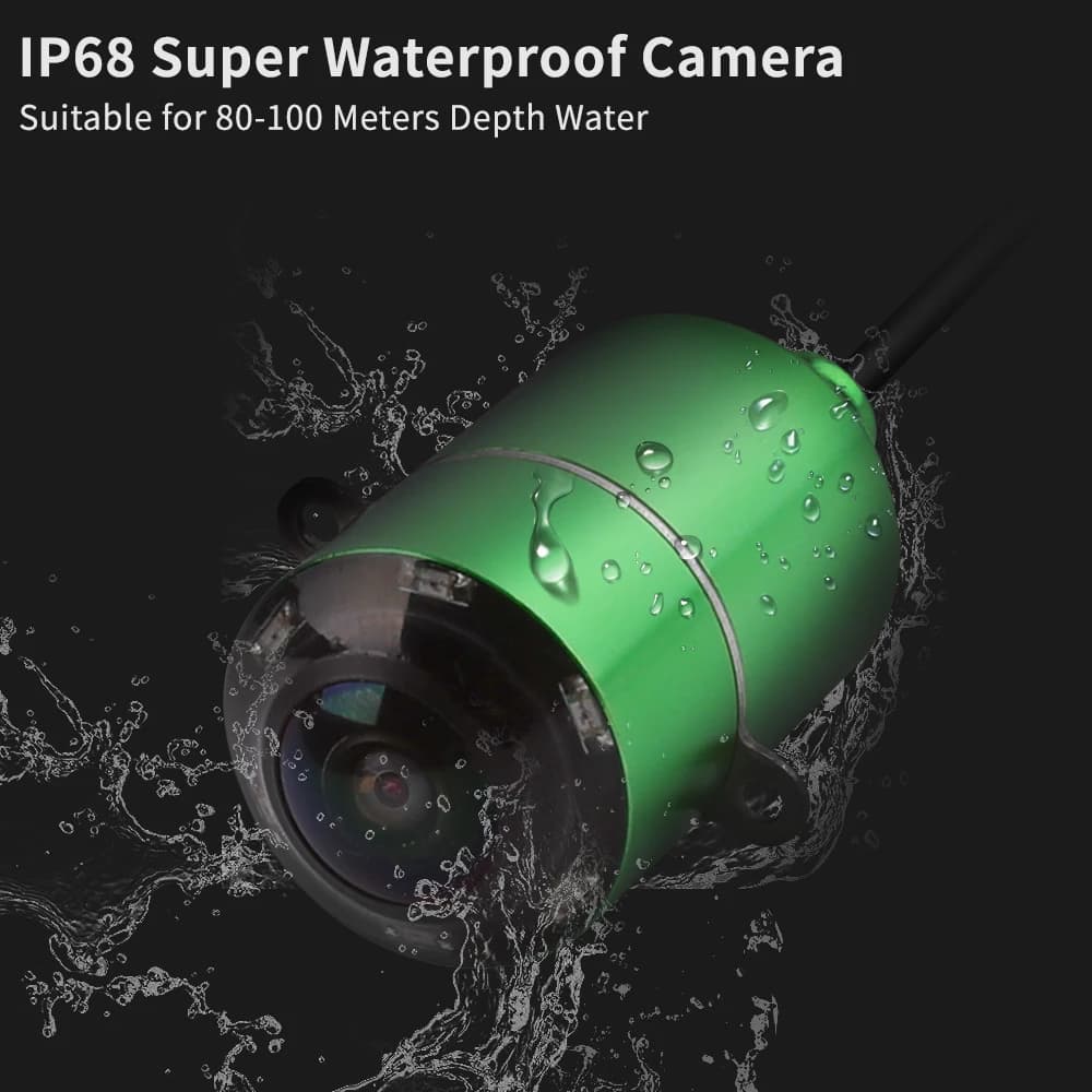 Caméra sondeur pêche 1080P avec vision nocturne pour détection poissons jusqu'à 100m de profondeur