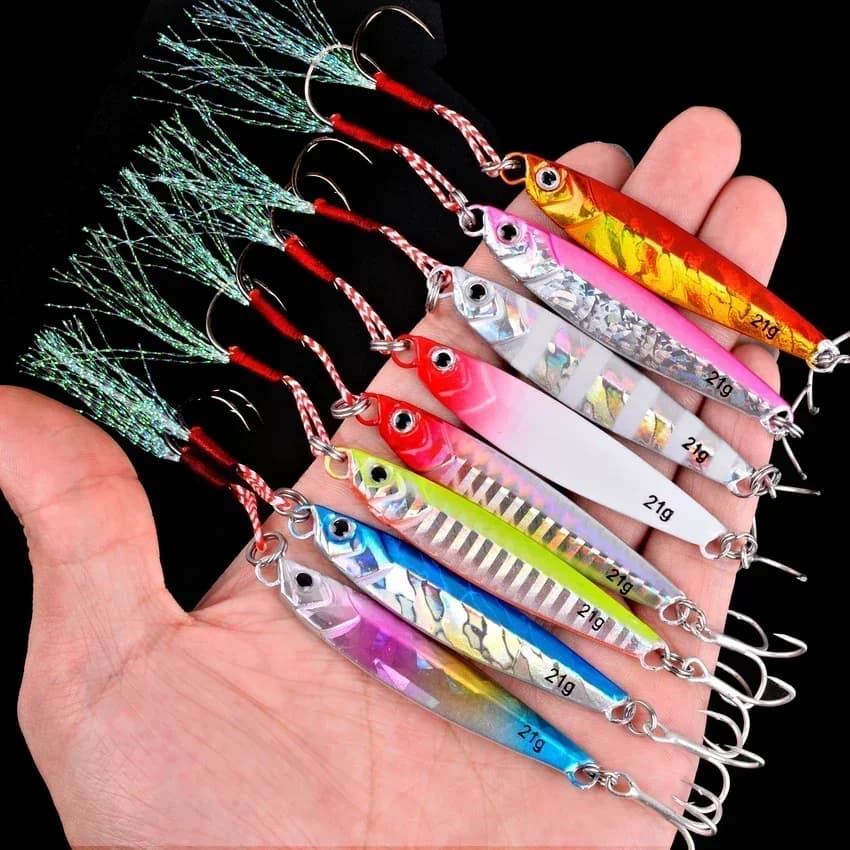 Kit 5 jigs métal 7g-40g pour pêche trolling et jigging - Leurres poids pour bass et truite de mer
