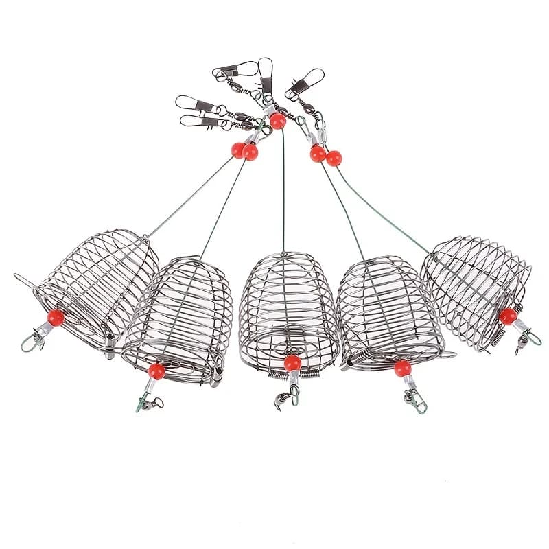 Cage à appâts de pêche en acier inoxydable, 5 pièces emboîtables pour amorçage