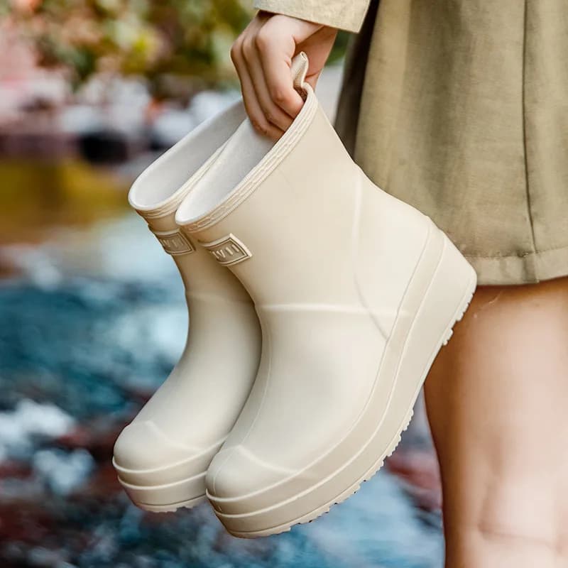 Bottes de pêche courtes unisexes imperméables anti-dérapantes caoutchouc résistant pour cuisine travail