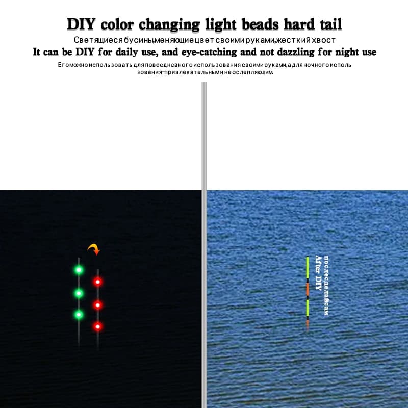 Kit fibre optique + LED lumineux pêche mer - Accessoire bricolage capteur gravité pour pêche nocturne