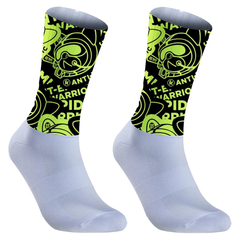Chaussettes vélo course running été anti-dérapantes silicone aérodynamiques graffiti 2024