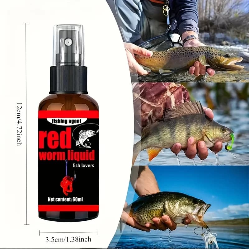 Spray appât puissant Red Worm - Attractant liquide longue durée - Pêche eau douce et mer