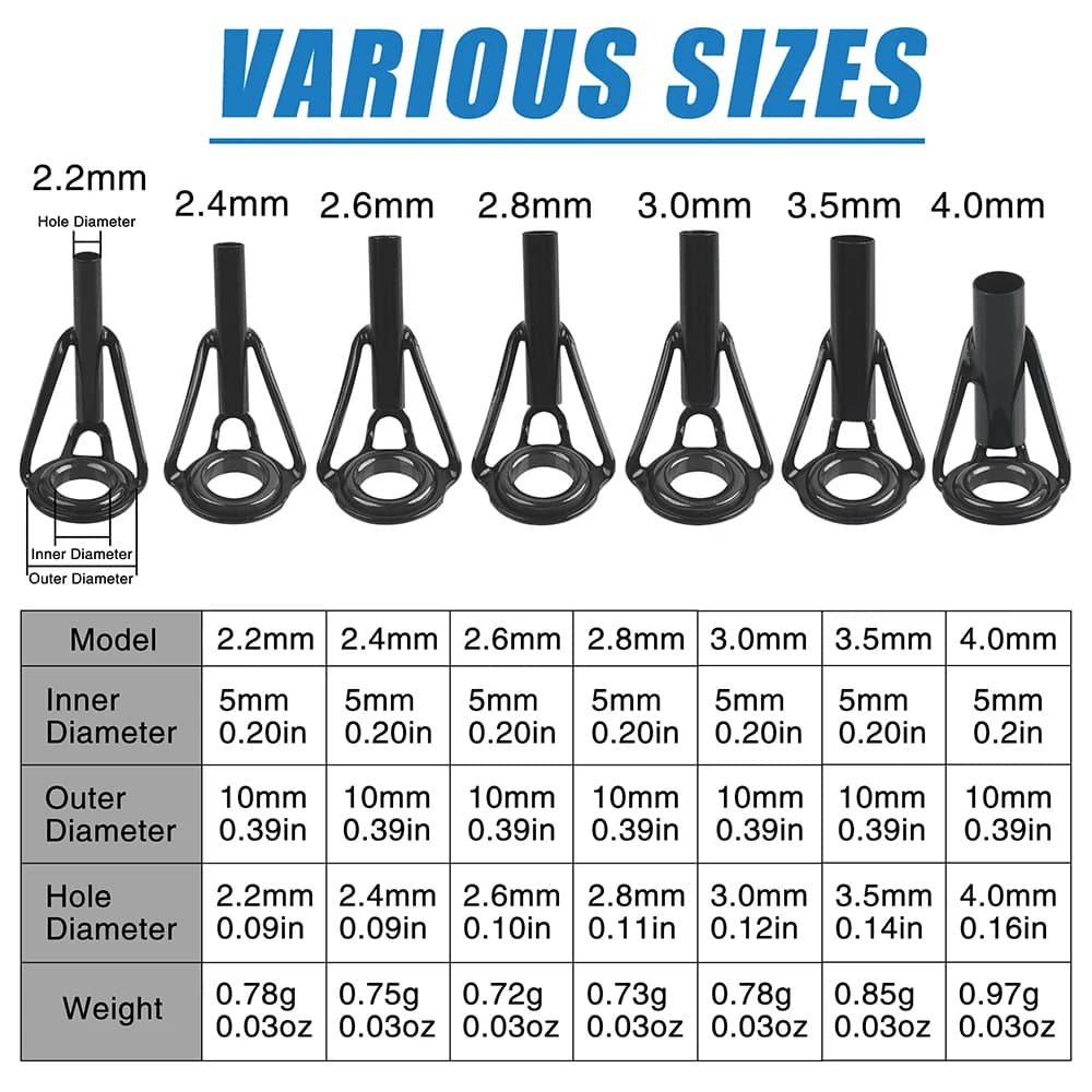Kit réparation anneaux canne à pêche 7/14 pièces - Ceramique inox pour spinning et casting durable