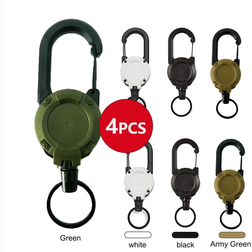 Porte-badge rétractable extensible avec mousqueton robuste pour clés, sacs et équipement de pêche