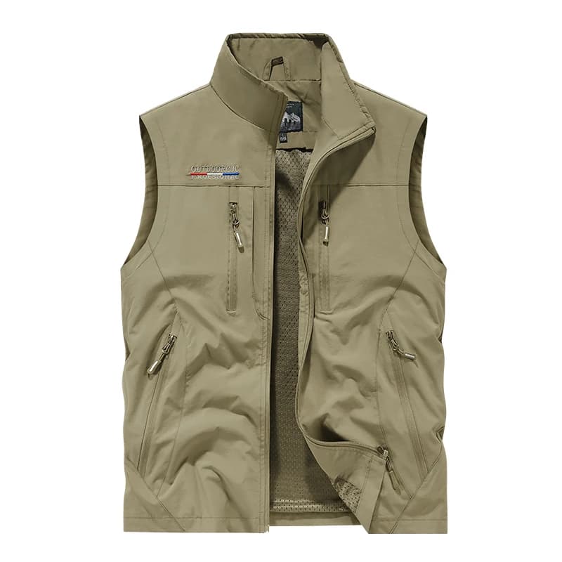Veste utilitaire pêche photographie multi-poches pour homme, taille large et coupe décontractée