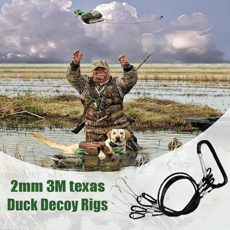 Rig de leurres canard 3M avec mousqueton doré - ancres robustes pour chasse au gibier d'eau