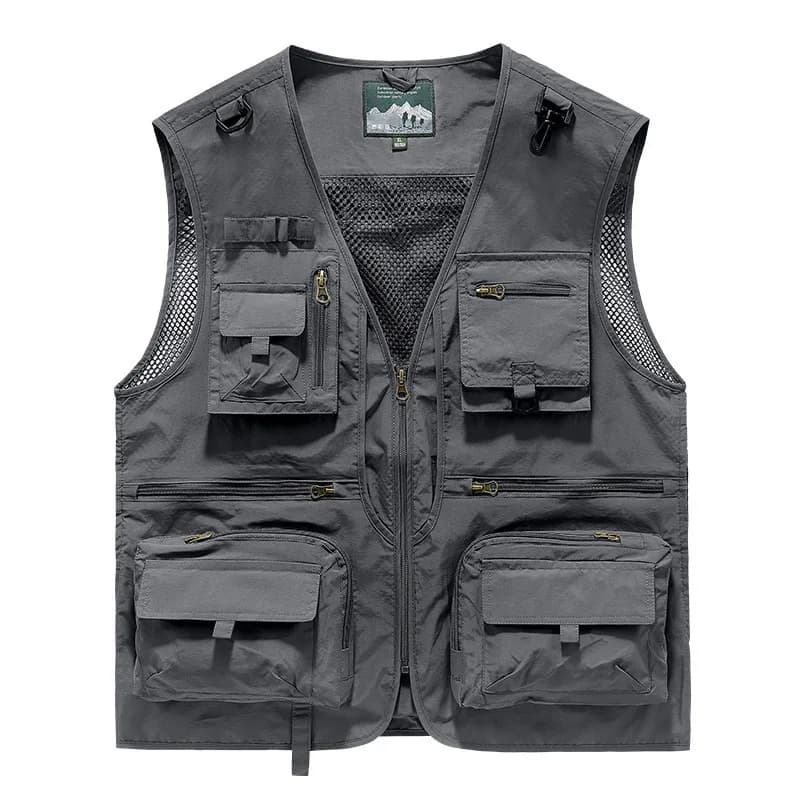 Veste de pêche respirante homme avec multiples poches pour le loisir en extérieur
