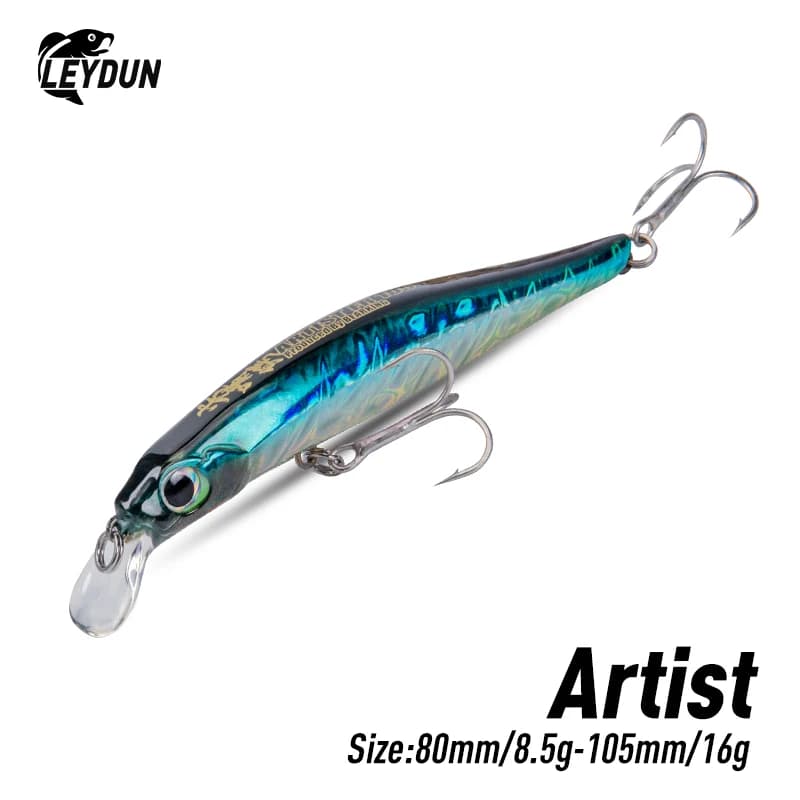 Leurre minnow coulant LEYDUN Artist FR Silence 80-105mm - jerkbaits haute qualité pour bar de mer