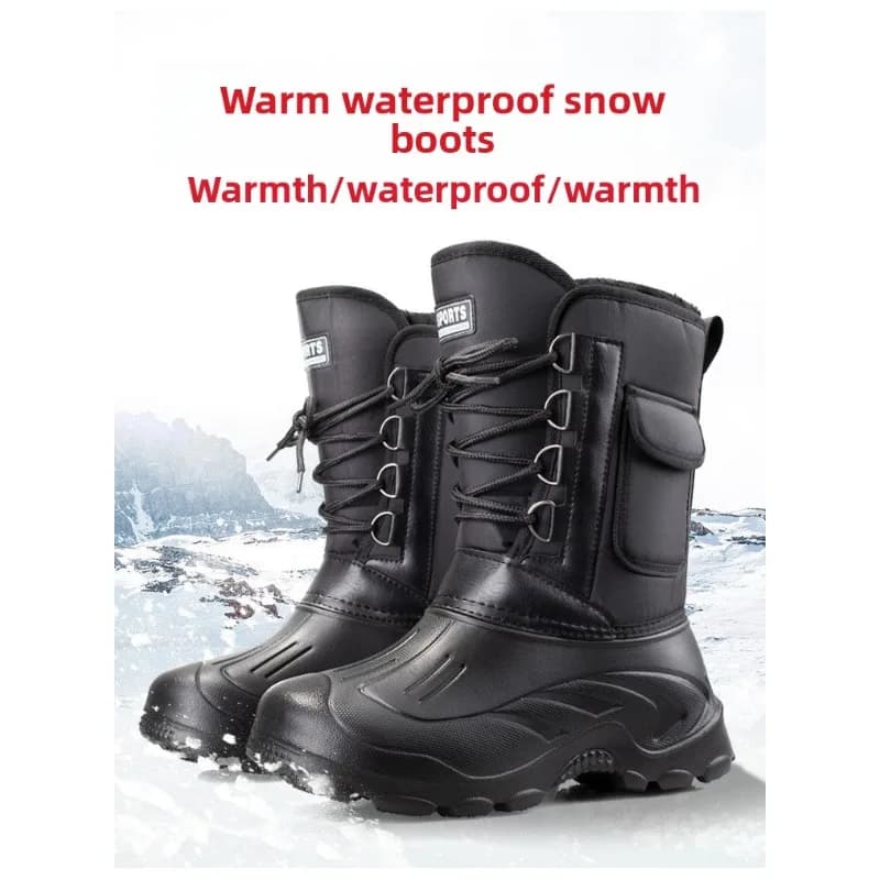 Bottes pêche hiver chaudes homme - Chaussures pêche imperméables antidérapantes - Waders neige glace