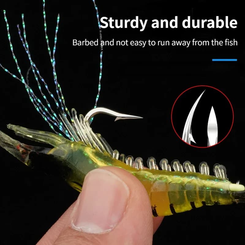 Leurres souples crevettes phosphorescents 7Pcs 8cm 5.6g - Appâts artificiels pour pêche nocturne et pêche en mer