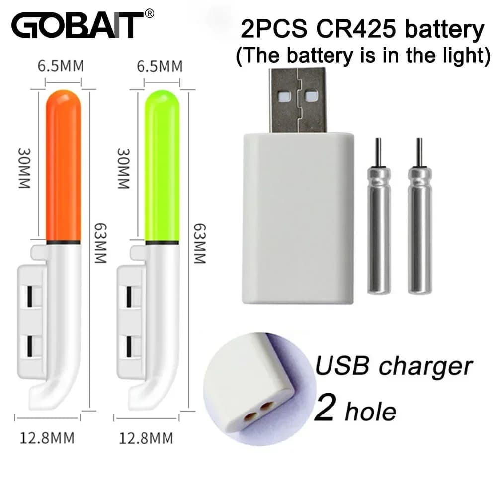 Lampe électronique pour canne pêche nuit - LED CR425 étanche batterie lithium USB rechargeable détecteur touches