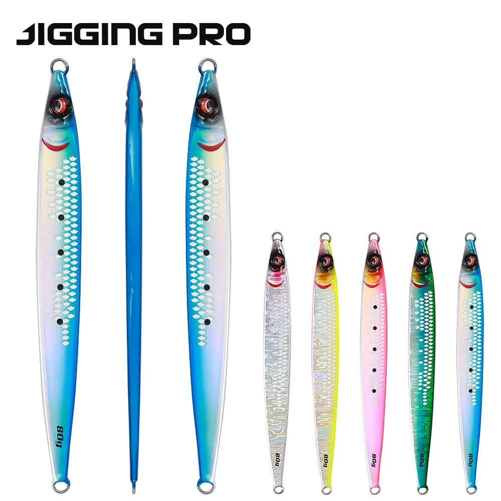 Leurre métal Jigging Pro Sardine UV 40g 60g 80g 100g pour pêche en mer et longues distances