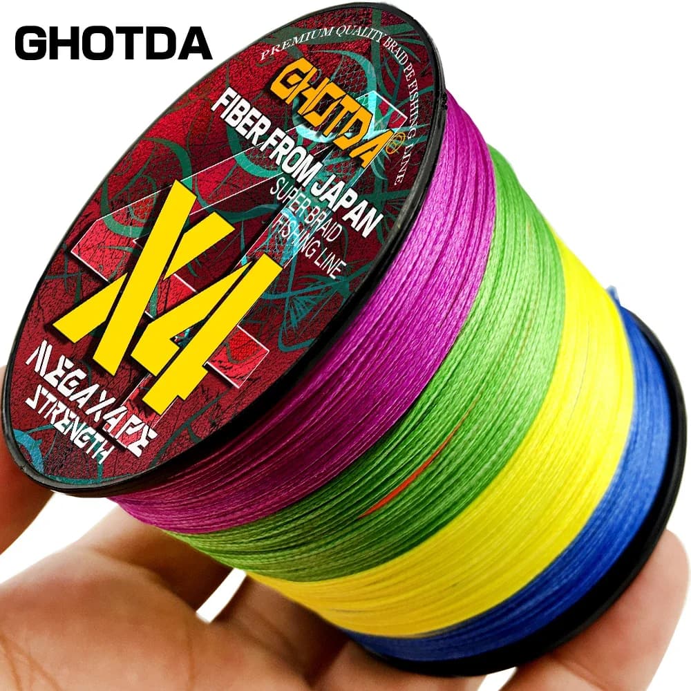 Ligne de pêche tressée GHOTDA 4 brins 300m PE multifilament extrême résistance pour spinning mer et carpe