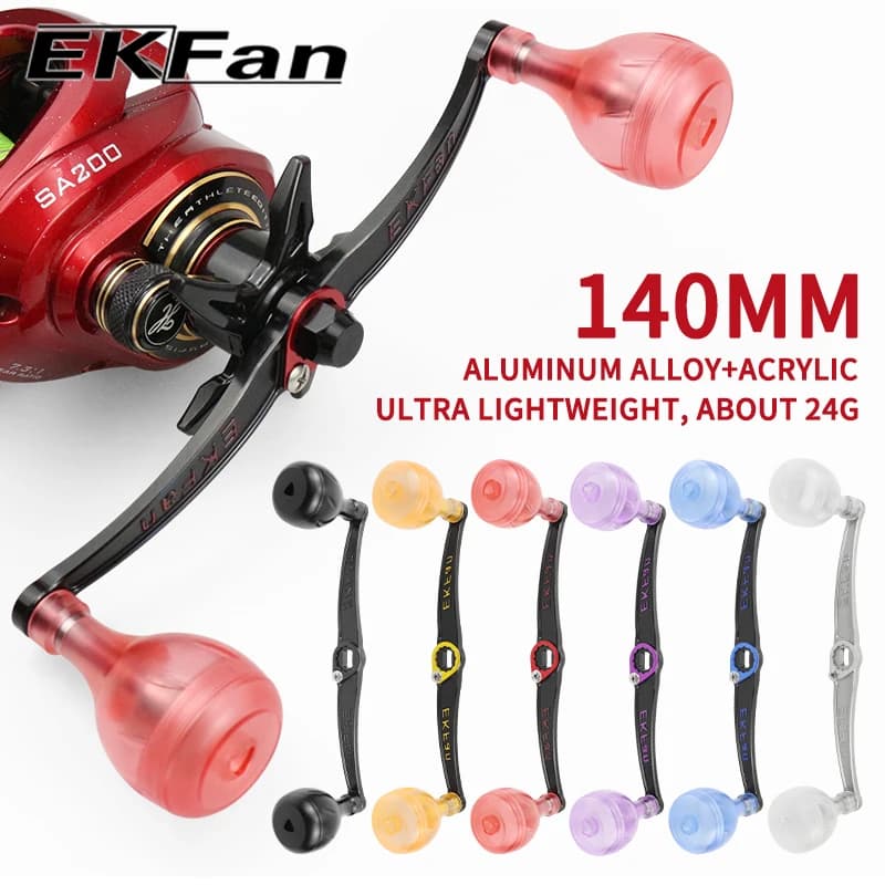 Moulinet de pêche ultraléger EKFAN 140mm 24g - poignées alliage et boutons acrylique pour montage DIY