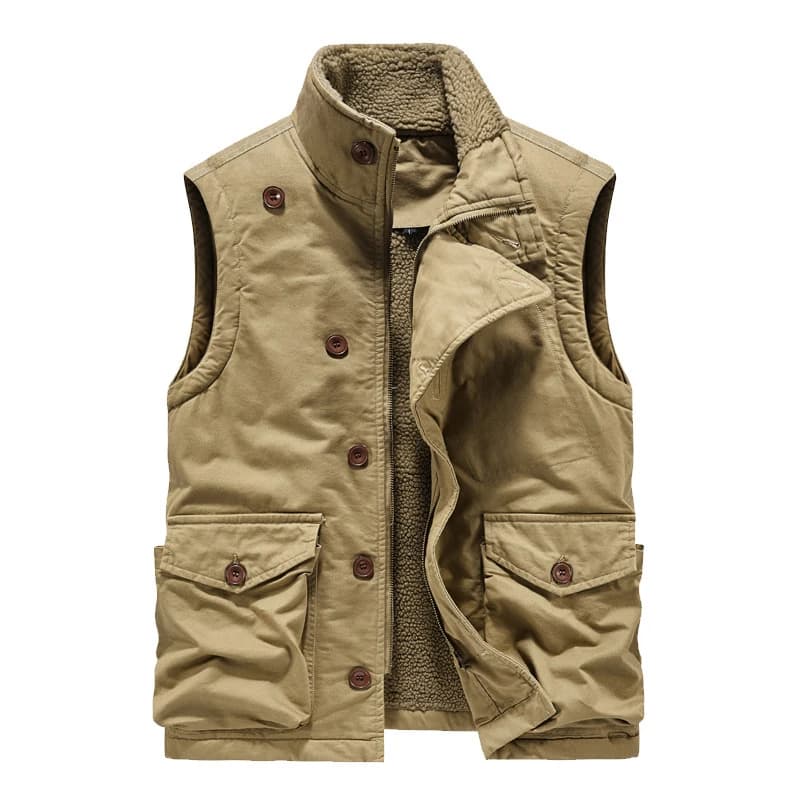 Gilet polaire pêche homme hiver - Veste matelassée sans manches - Tenue tactique pêche froide
