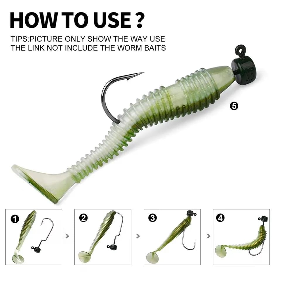 Hameçon plombé WALK FISH 3.5g 5g 7g pour pêche carnassier avec leurre souple insecte micro appât