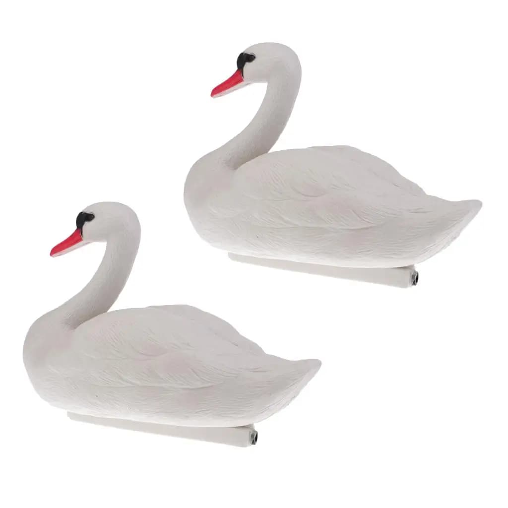 2 leurres cygne flottants pour étang et jardin - Appâts de chasse complets pour oiseaux