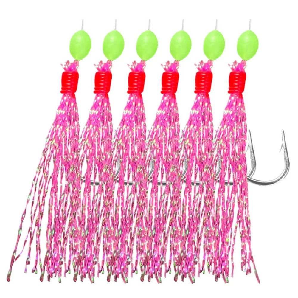 Hameçons lumineux Feathers Fishing pour bar et morue - Sabiki rigs pêche eau douce et mer - Leurres trebles