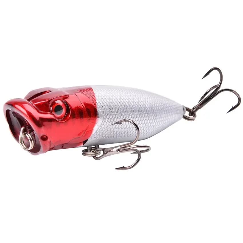 Leurre de pêche popper 7cm 12g pour carpe, appât topwater avec 2 hameçons triples, leurre dur crankbait wobbleur
