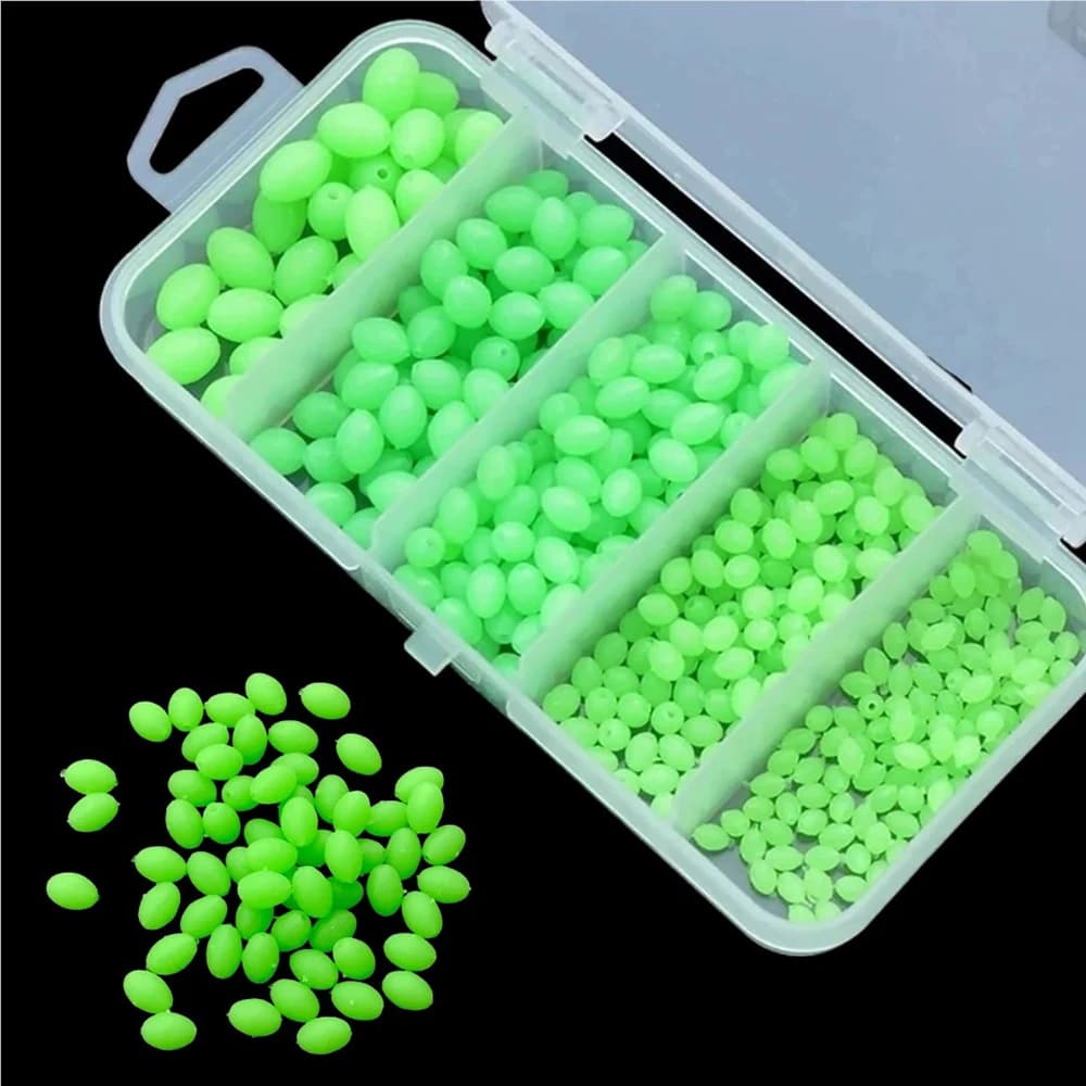 Perles lumineuses et leurres souples brillants pour pêche de nuit 375 pièces appâts flottants