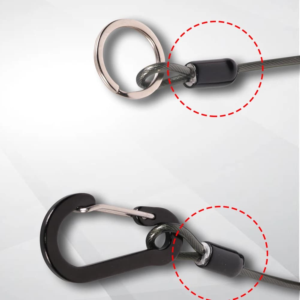 Lanyard anti-perte canne à pêche avec ressort spiralé et mousqueton pour émerillons et leurres