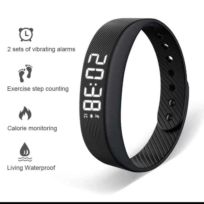 Bracelet Connecté LED Étanche - Podomètre Course et Alarme Vibrante pour Surveillance d'Activité