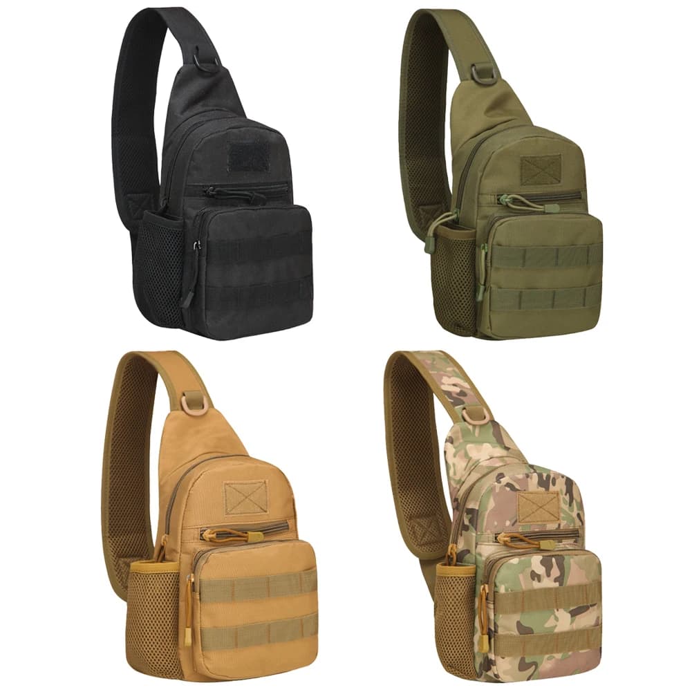 Sac tactique camouflage pour pêche et randonnée - Sac poitrine Molle armée trekking extérieur