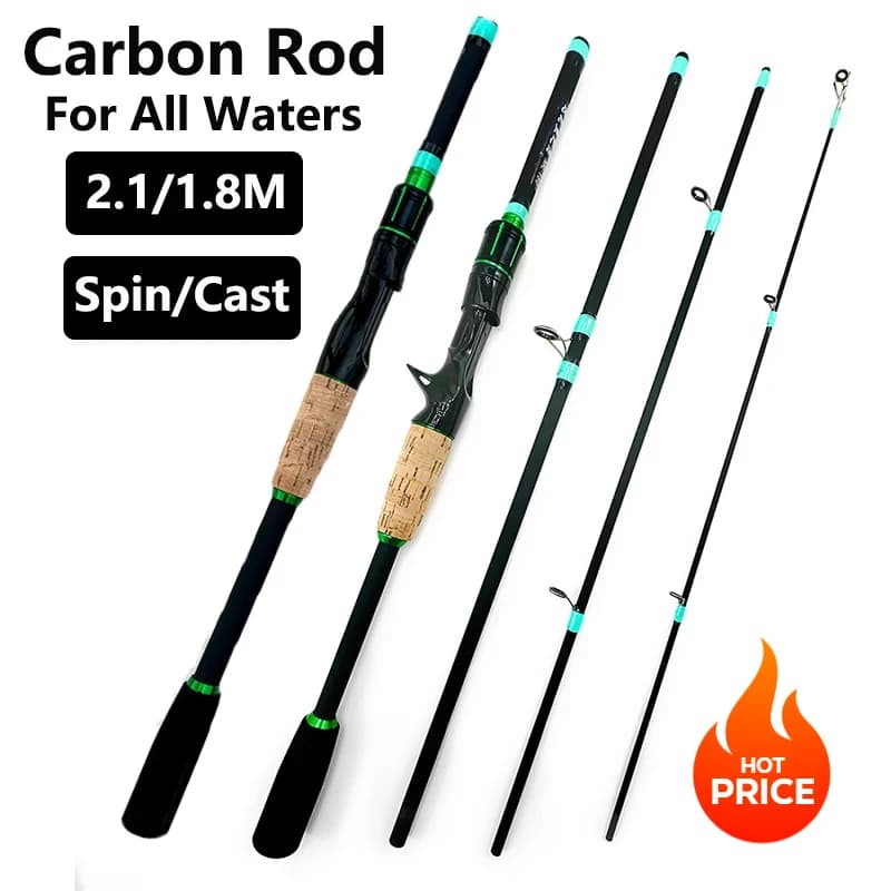 Canne à pêche casting spinning ultralégère 1.8m/2.1m pour truite et jigging avec pointe solide