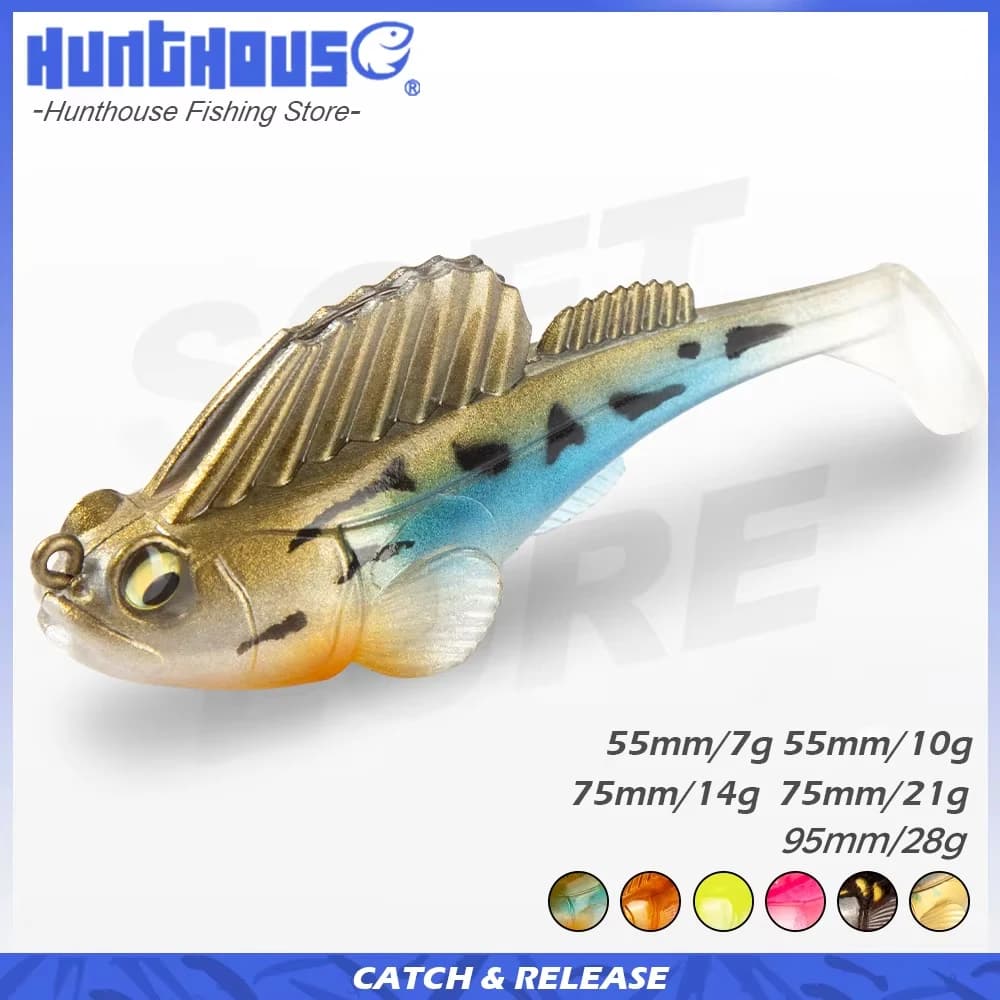 Leurres souples Hunthouse 55-95mm avec jig coat pour truite, brochet, perche et shad - Appâts coulants tous milieux