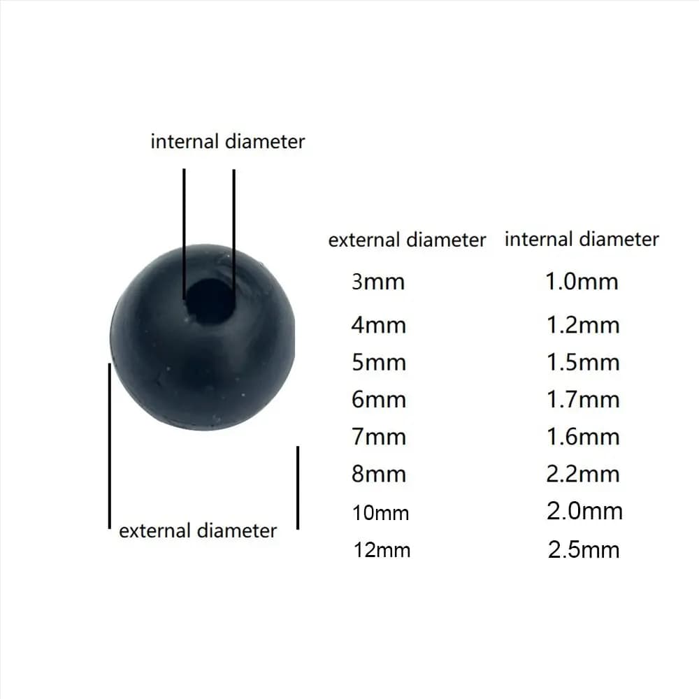100 perles de pêche espaceurs 3mm-12mm - Perles rondes souples et dures pour montages et appâts