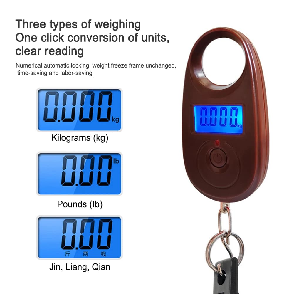 Balance digitale pêche 3 modes avec pinces à poisson - Mini balance suspendue portable 40KG précise